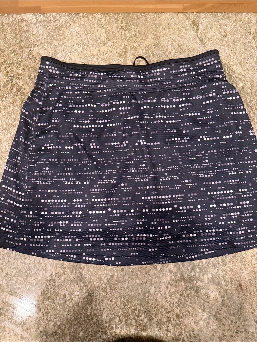 made for life Black with White and Gray Polka Dot Pattern Skort